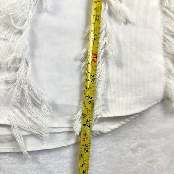 DEREK LAM 10 CROSBY Womens Oversized Blouse White Sz 8 Raw Fringe Overlap Back - Picture 10 of 14